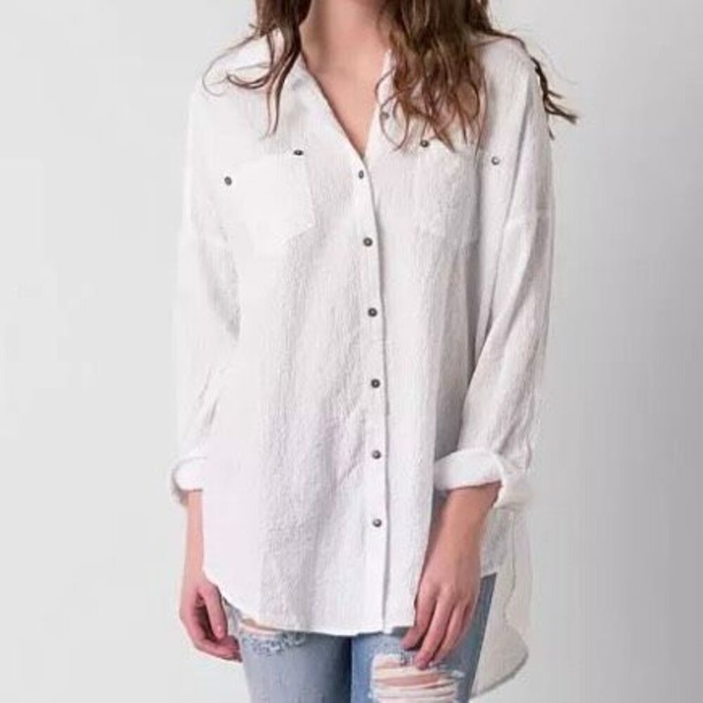New✨ FREE PEOPLE Oversized Tunic Button Down Shirt (Sz L)